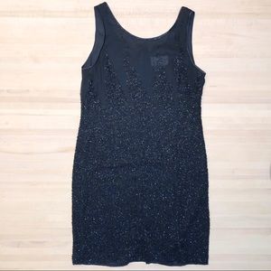 Bieff Basix Vintage Beaded Silk Black Dress 8P